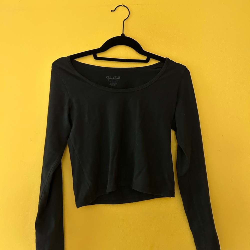 Brandy Melville Black Fitted Crop Blouse
